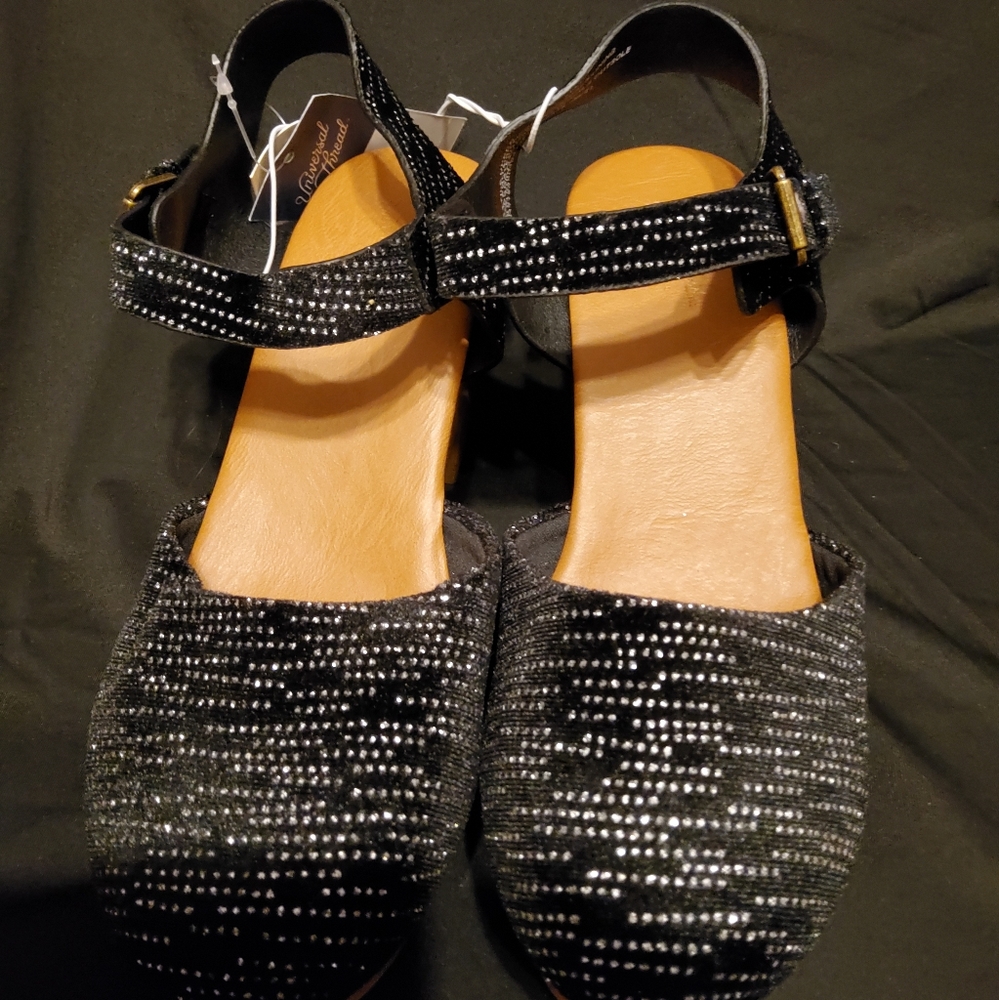 New Women's Marcia Jet Black and Silver heels